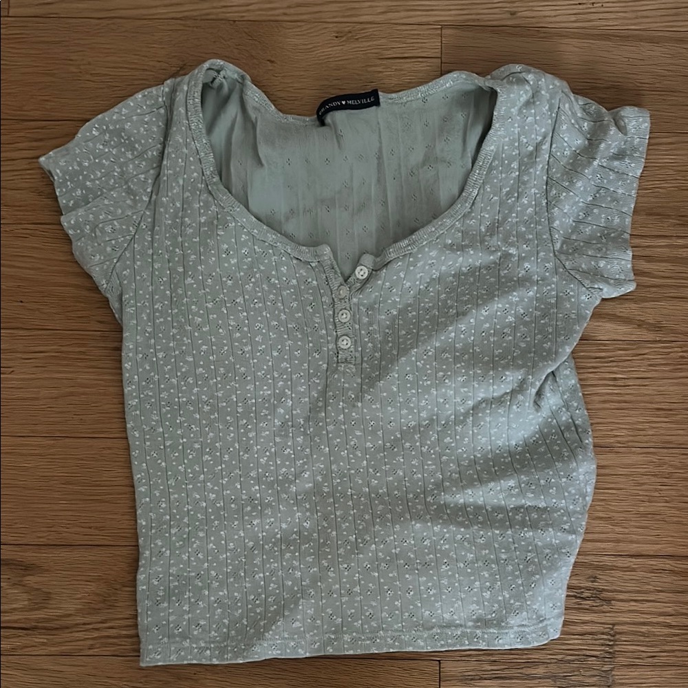 Brandy melville sage top w flowers